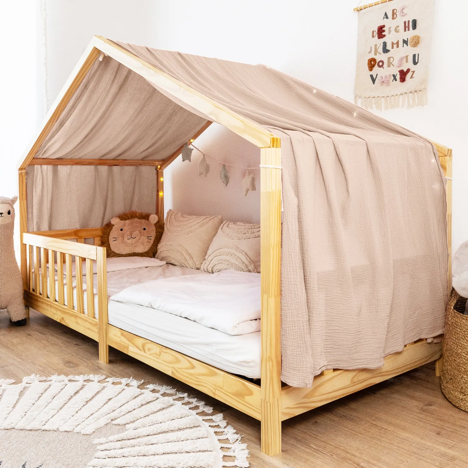 Lilimaus Hausbett Himmel Musselin bedhemel 90x200 beige