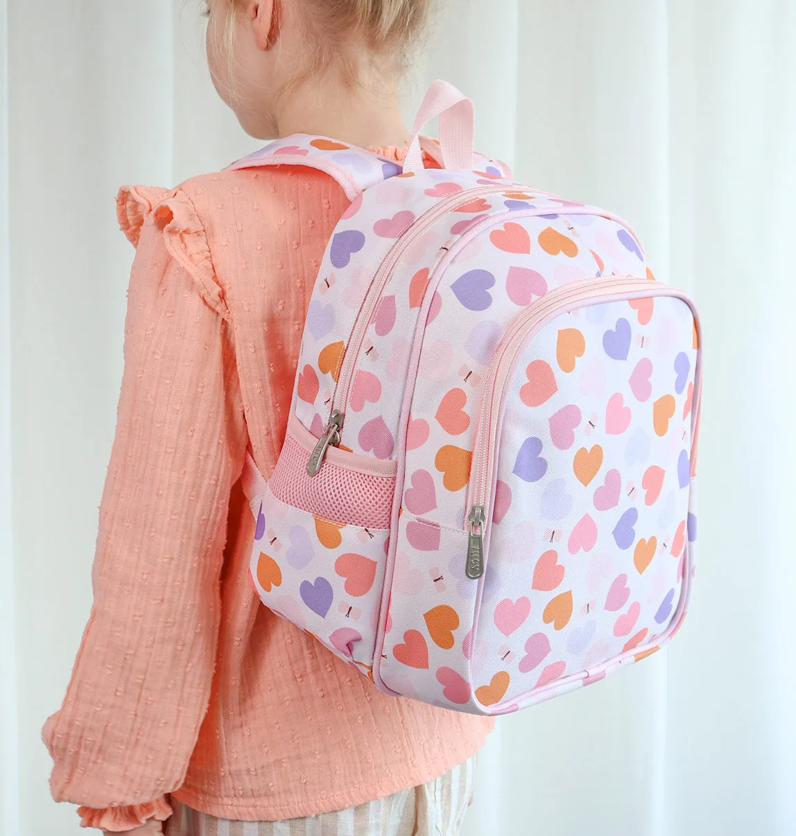 A Little Lovely Company Hartjes rugzak kind met koelvak roze