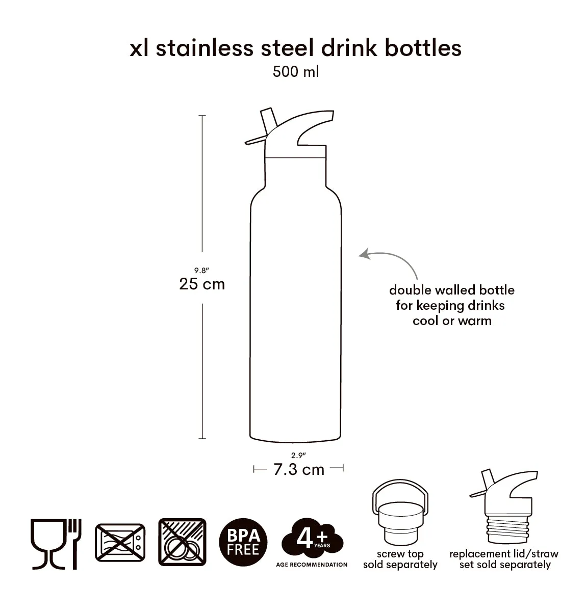 A Little Lovely Company drinkfles Prinsessen 500 ml XL RVS