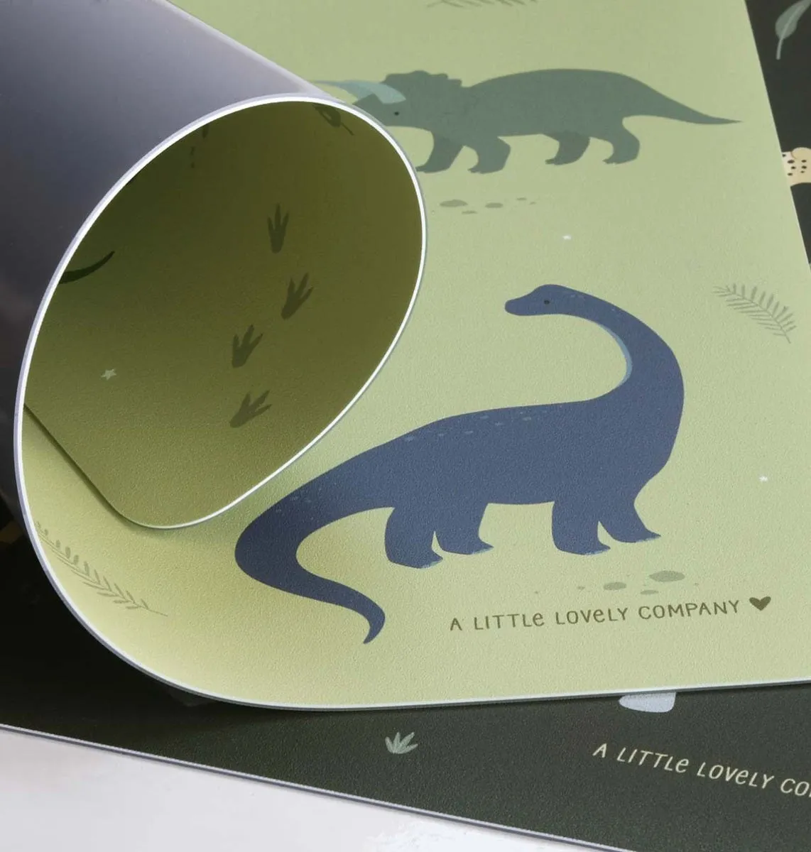 A Little Lovely Company Dinosaurussen placemat khakigroen vinyl