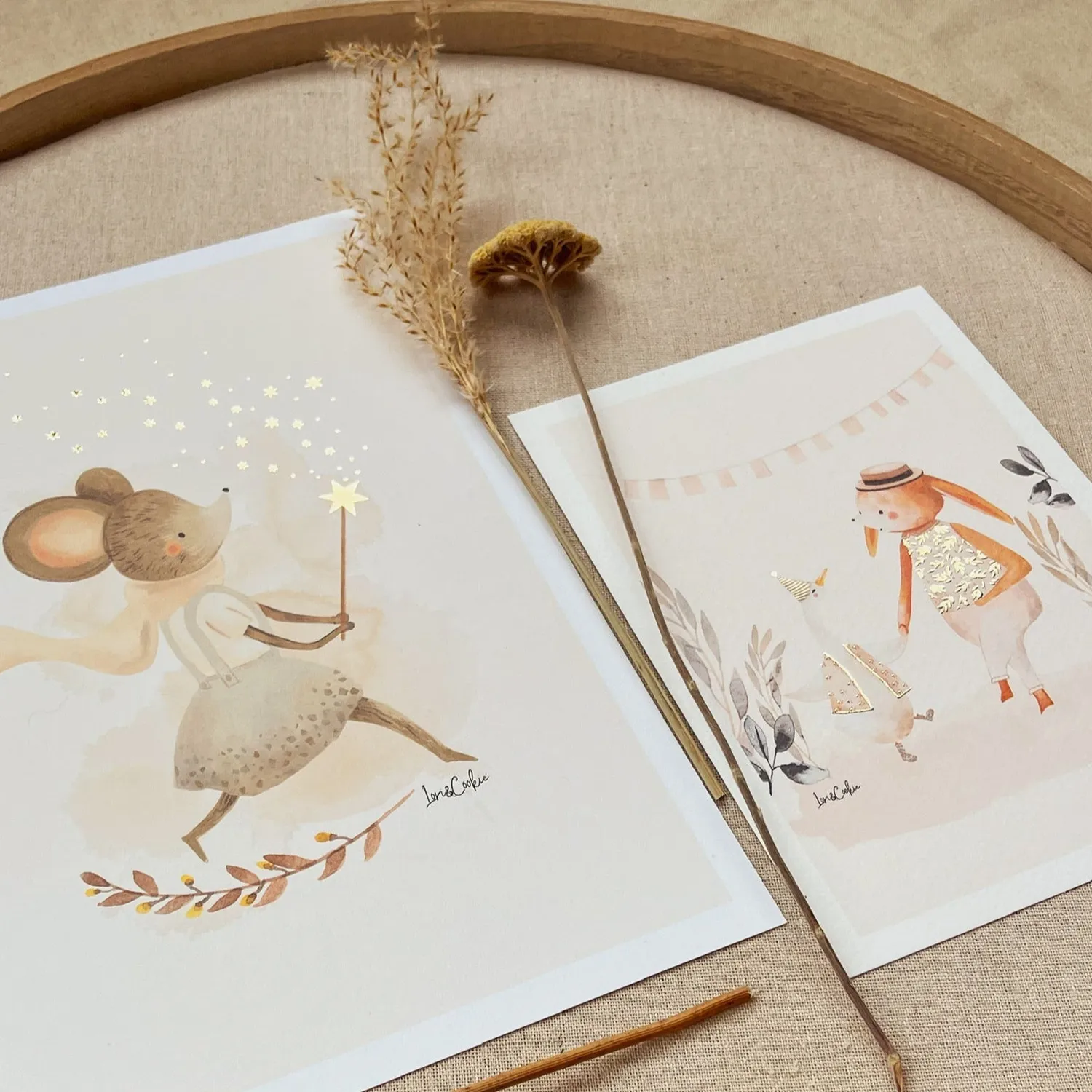Lori & Cookie Kidsdeco Maggie Muis poster A3 goudfolie 30x40cm
