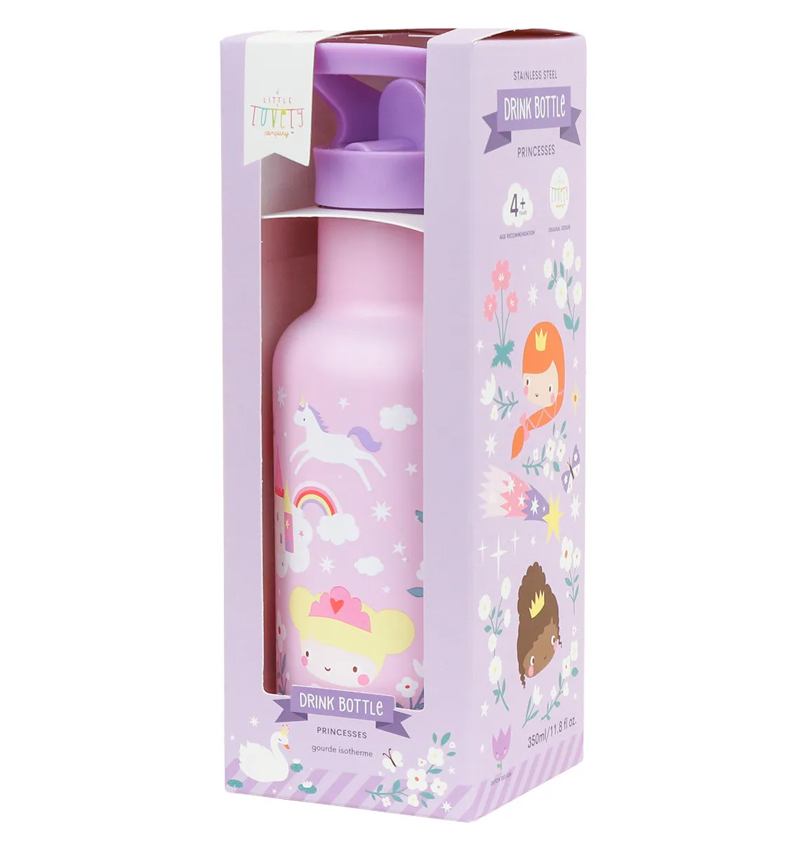 A Little Lovely Company Prinsessen RVS drinkfles 350 ml