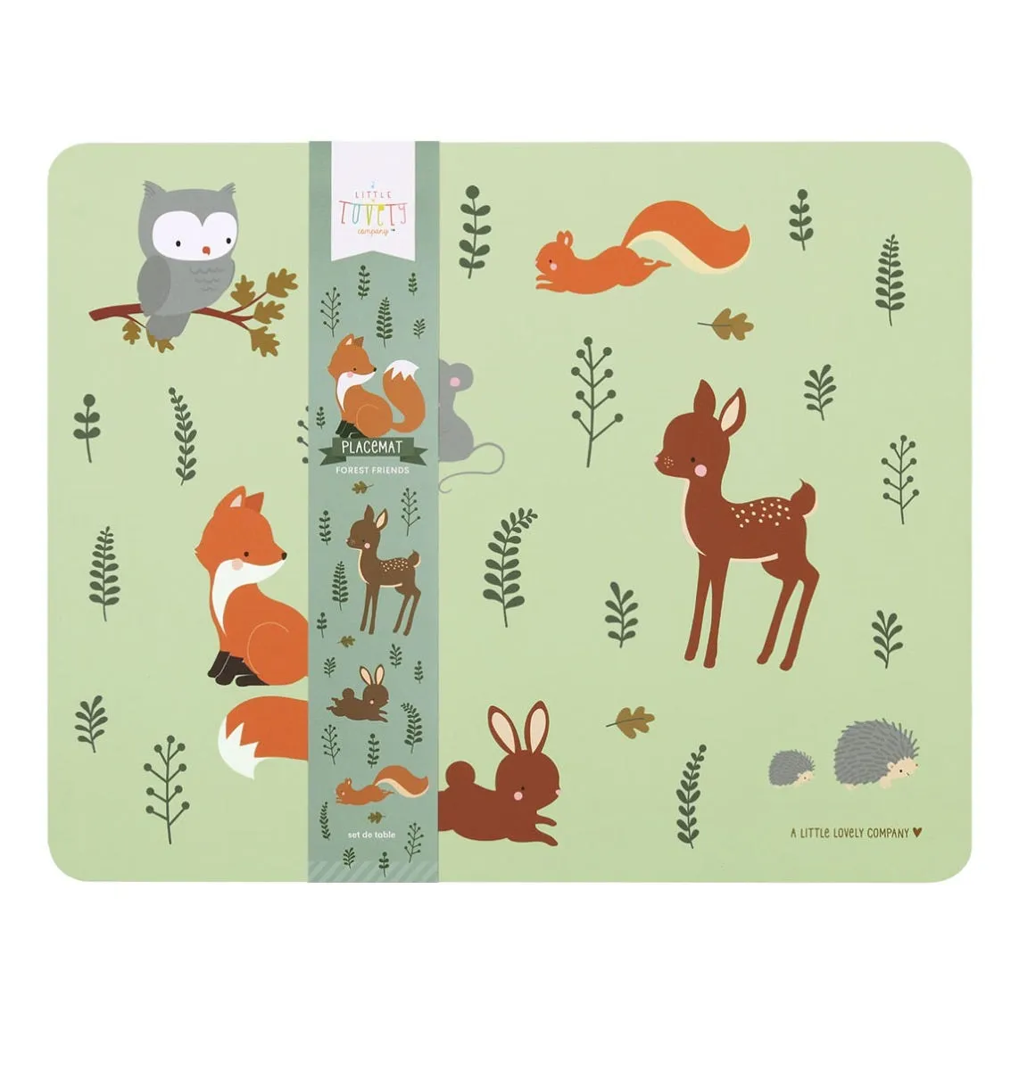 A Little Lovely Company Bosvriendjes placemat saliegroen vinyl