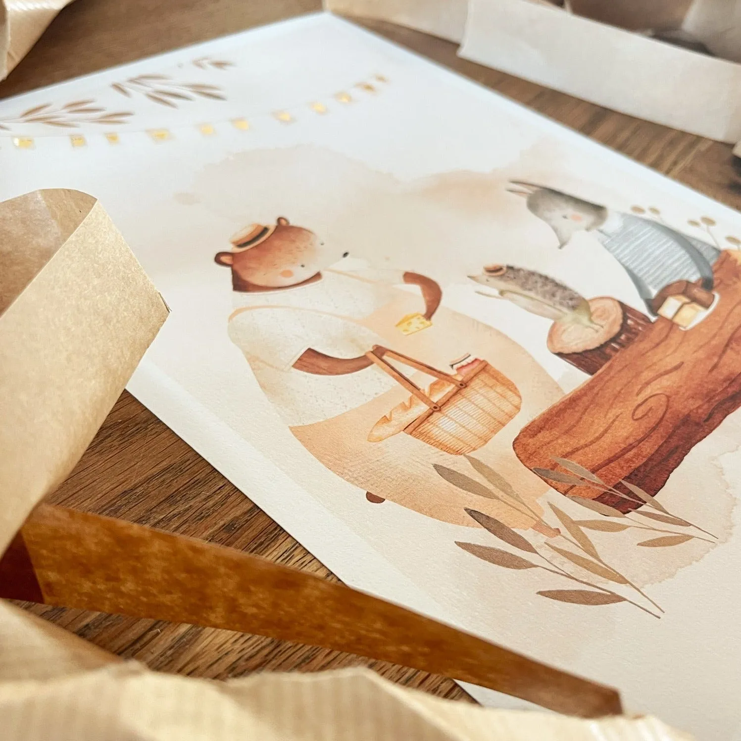 Lori & Cookie Kidsdeco Vriendenpicknick poster A3 goudfolie