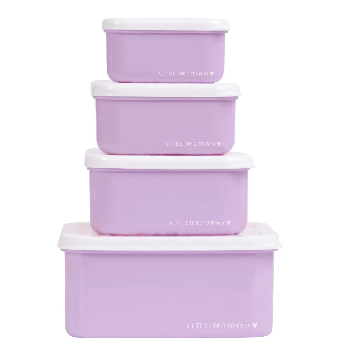 A Little Lovely Company Bloementuin lunchbox set 4-delig lila
