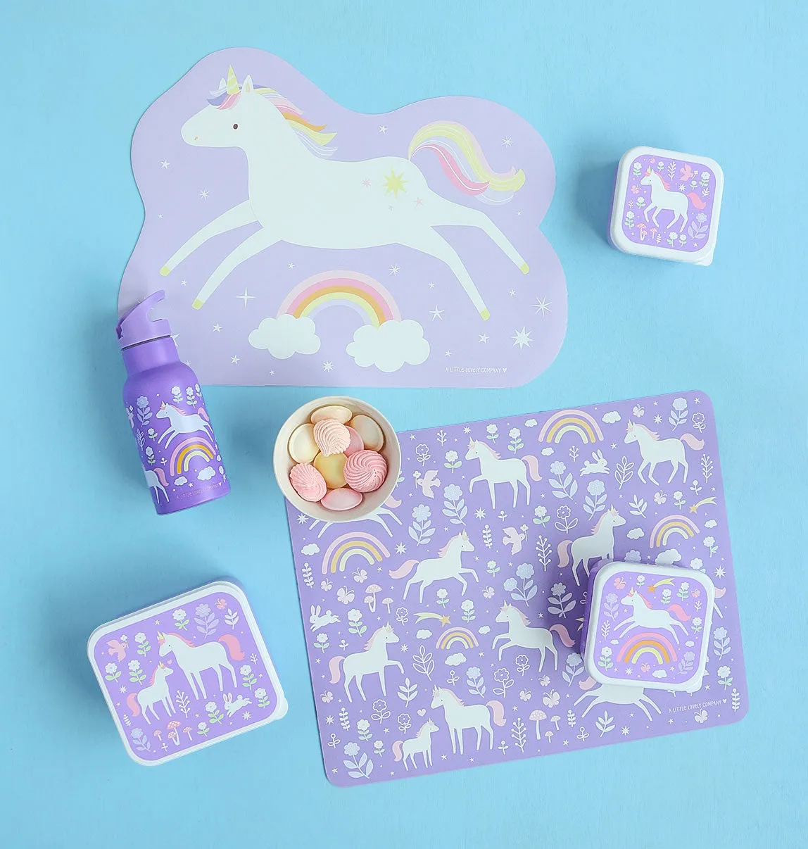 A Little Lovely Company Jumping unicorn placemat vinyl lila