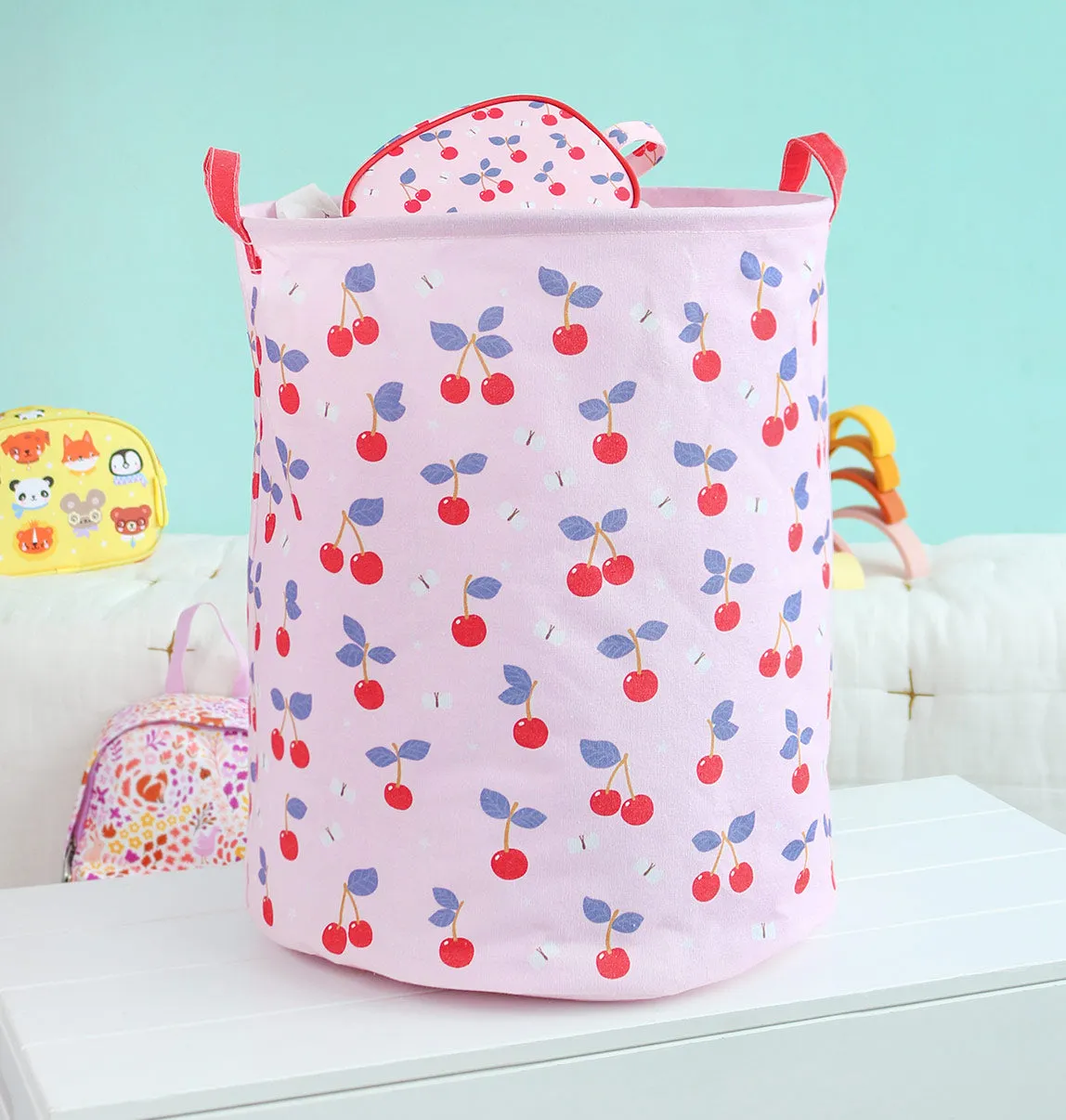 A Little Lovely Company Kersen opbergmand roze katoen groot