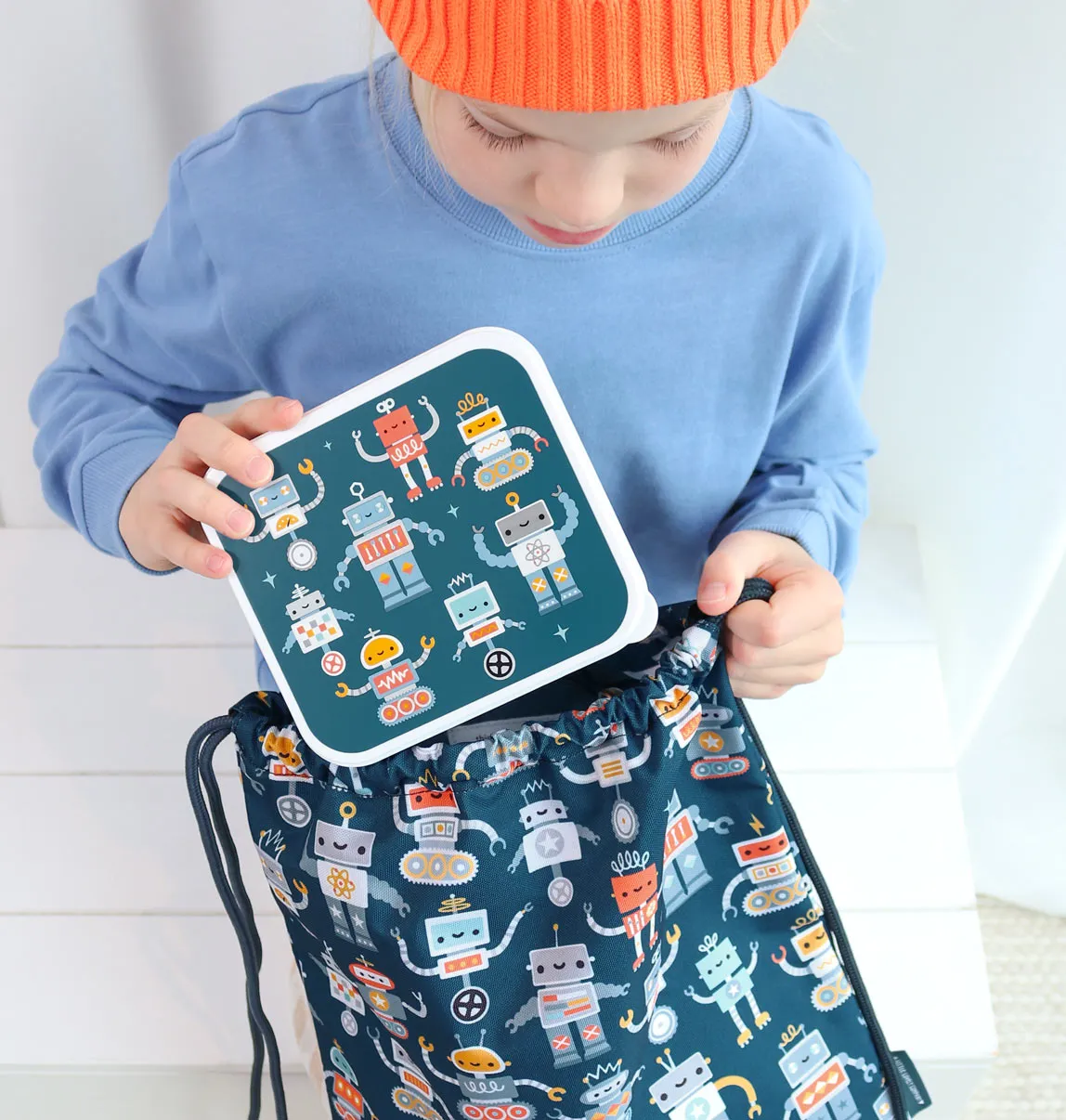 A Little Lovely Company Robots lunch snackbox set 4-delig