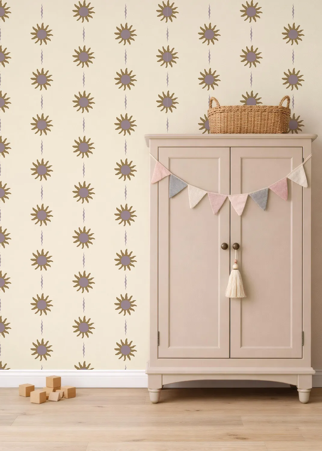 Little Amour Sunny Days behang mauve 1 rol zonnetjes