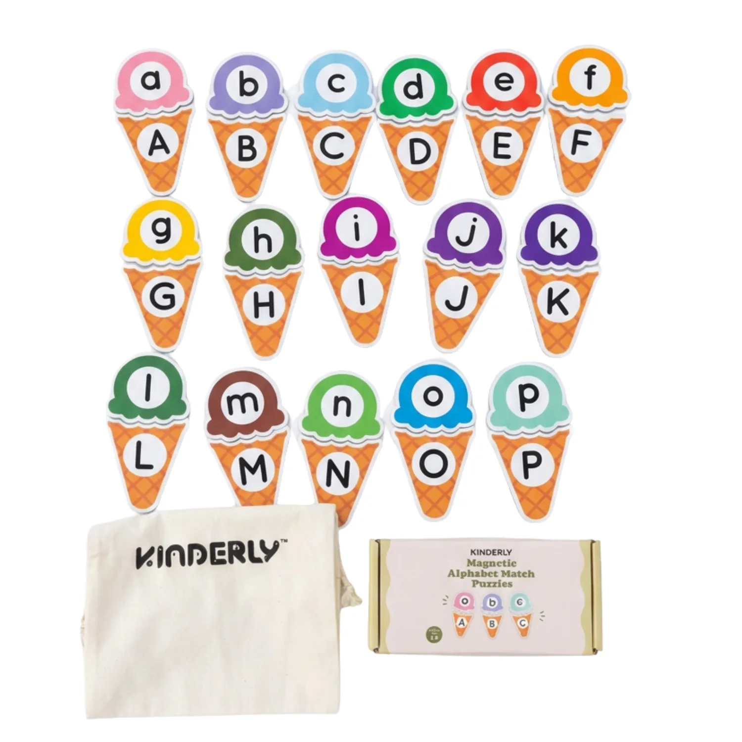 Kinderly Baby alfabet puzzel magnetisch 52 stuks ijsjes