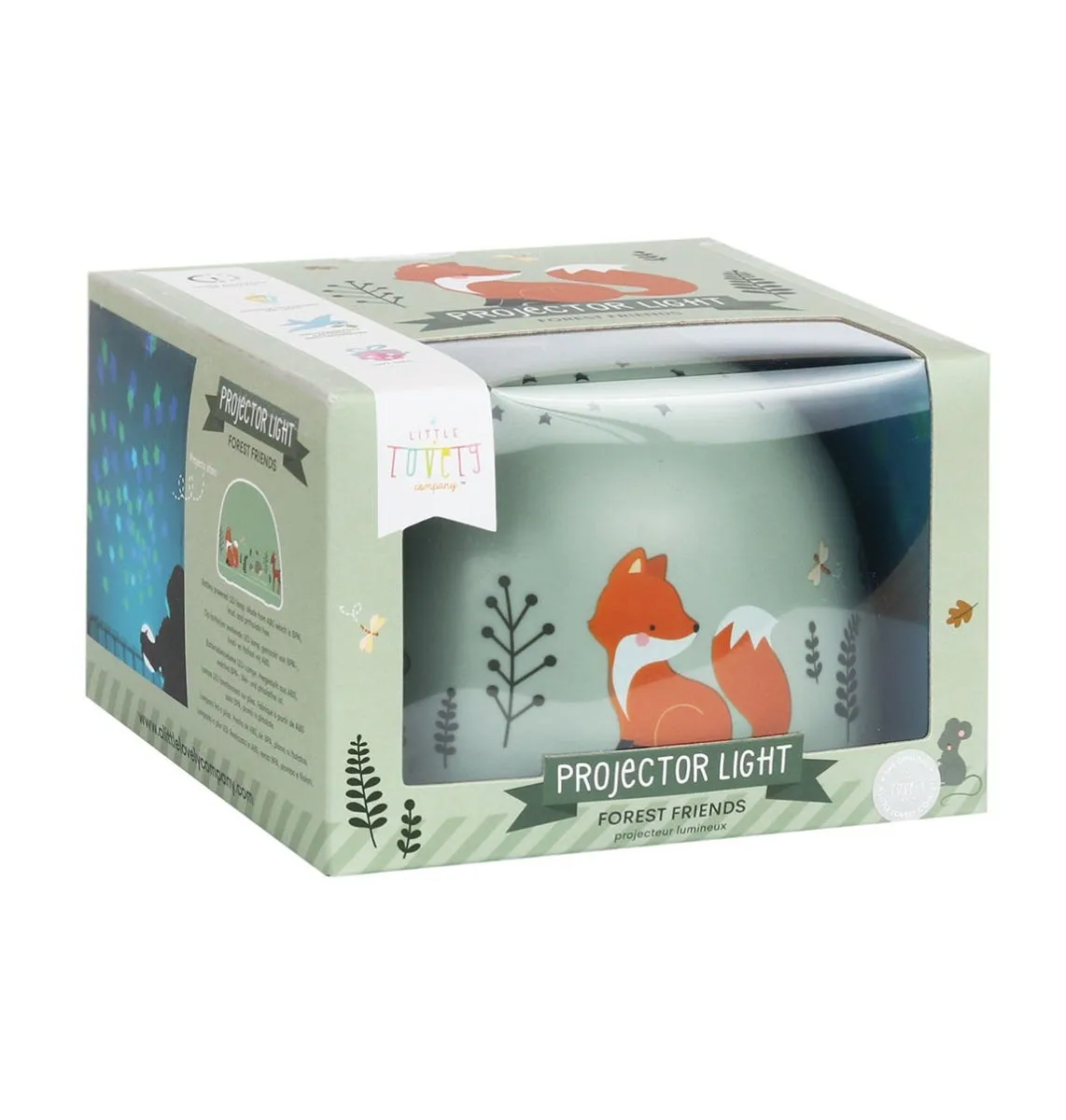 A Little Lovely Company Bosvriendjes projectorlamp mint sterren