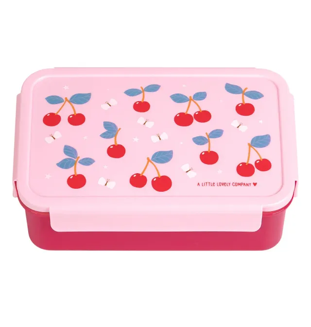 A Little Lovely Company Kersen bento lunchbox roze 2-vaks