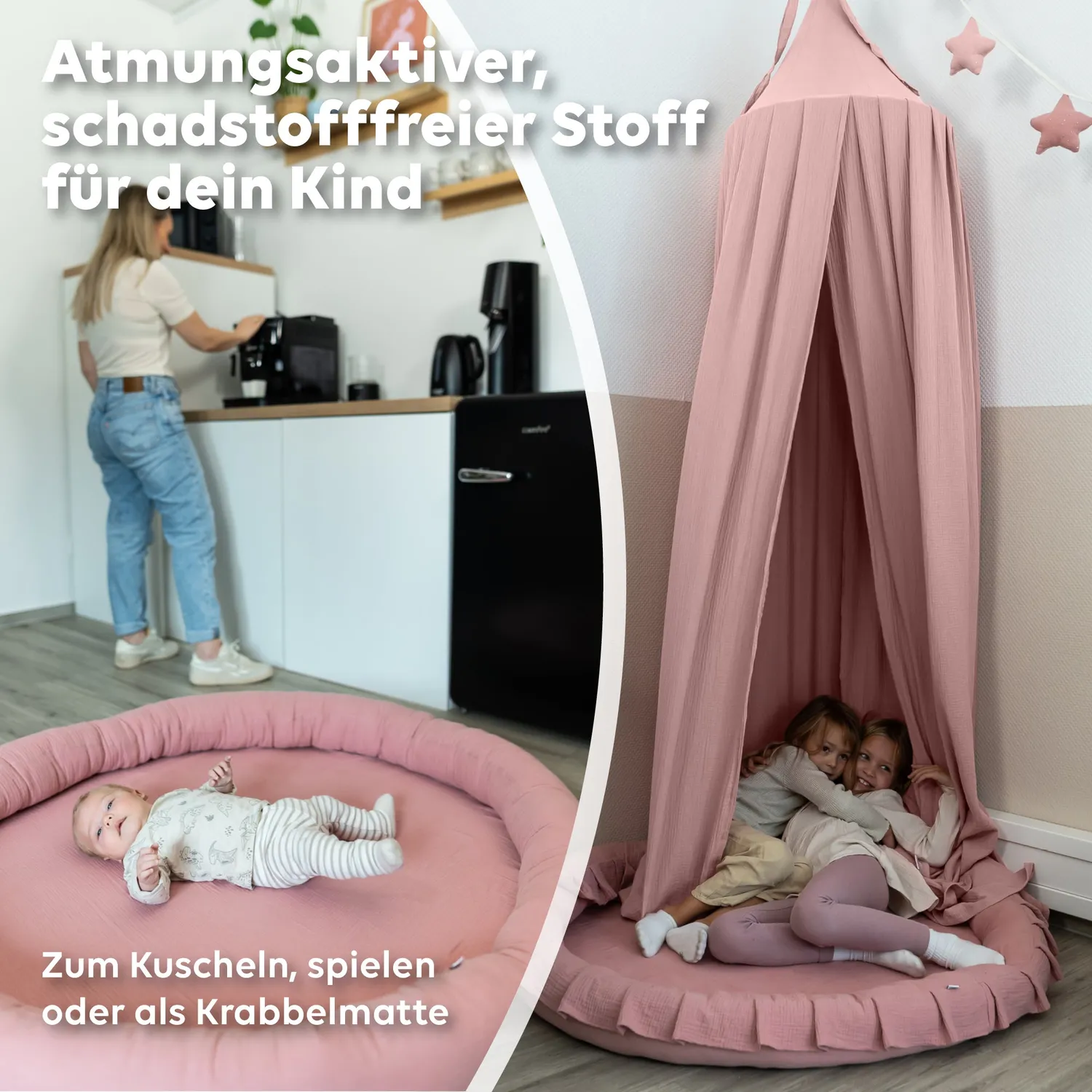 Lilimaus Bodenkissen Vloerkussen Mousseline Creme met Ruches