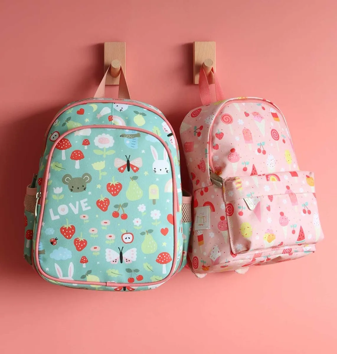 A Little Lovely Company Joy rugzak mint aardbeien