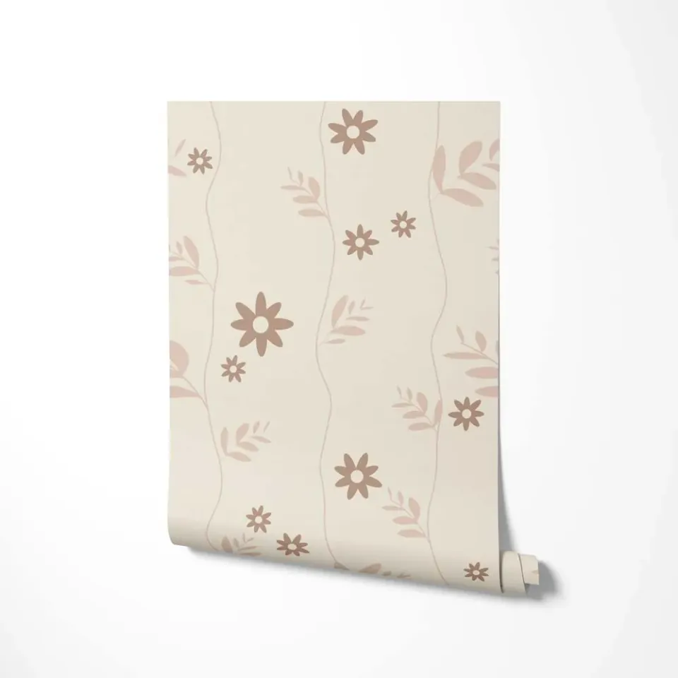 Little Amour Daisy behang bruin 1 rol madelief