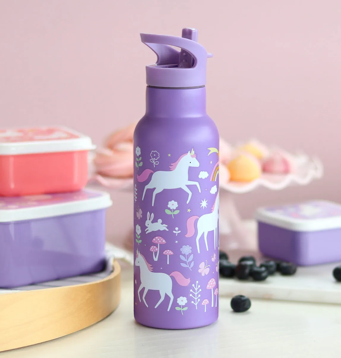 A Little Lovely Company Unicorn Dreams XL drinkfles 500 ml RVS