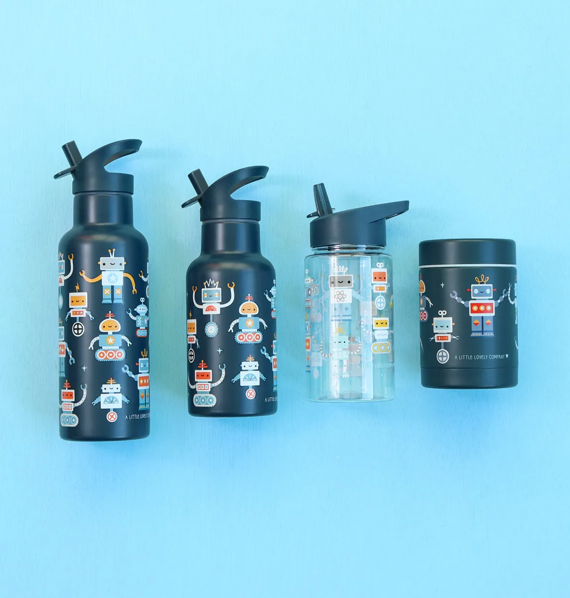 A Little Lovely Company Robots RVS voedselpot 300 ml geïsoleerd