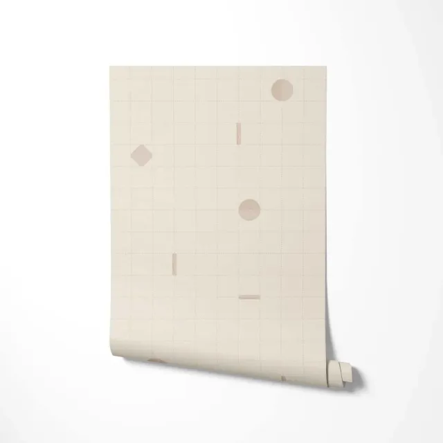 Little Amour Playful Grid behang beige 1 rol ruitjes