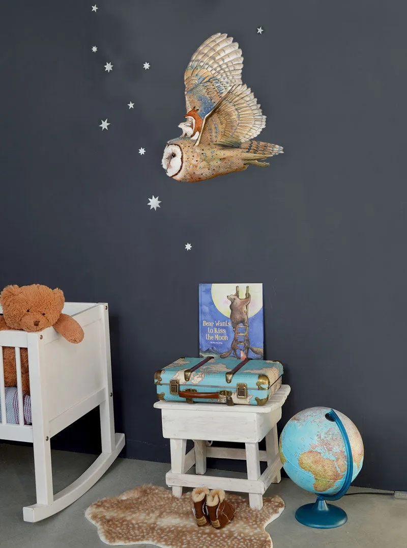 Hartendief Uil muursticker 46x55 cm herplaatsbaar