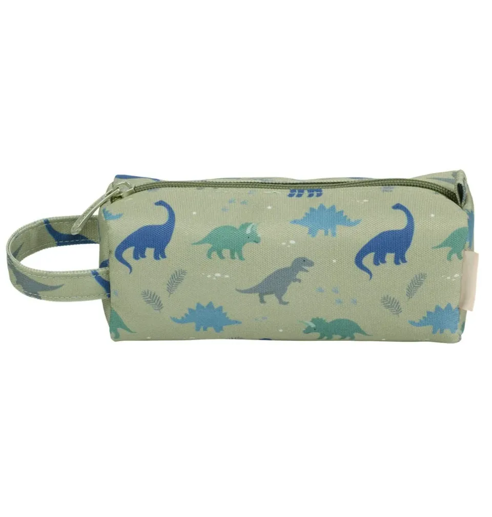 A Little Lovely Company Dinosaurussen etui kakigroen – rits