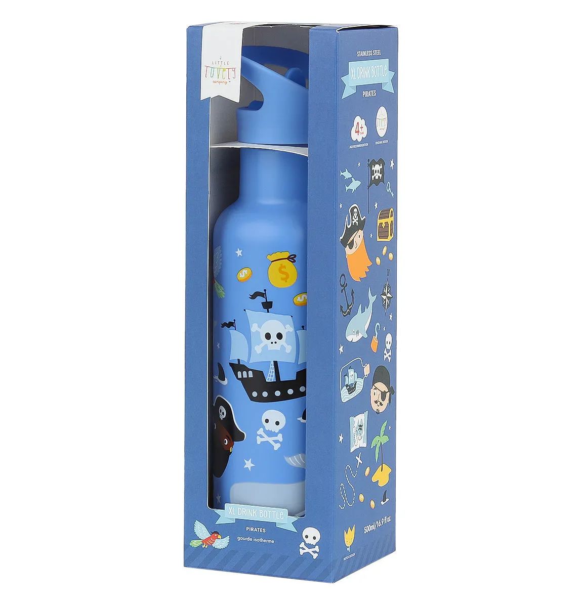 A Little Lovely Company XL Drinkfles Piraten RVS 500 ml