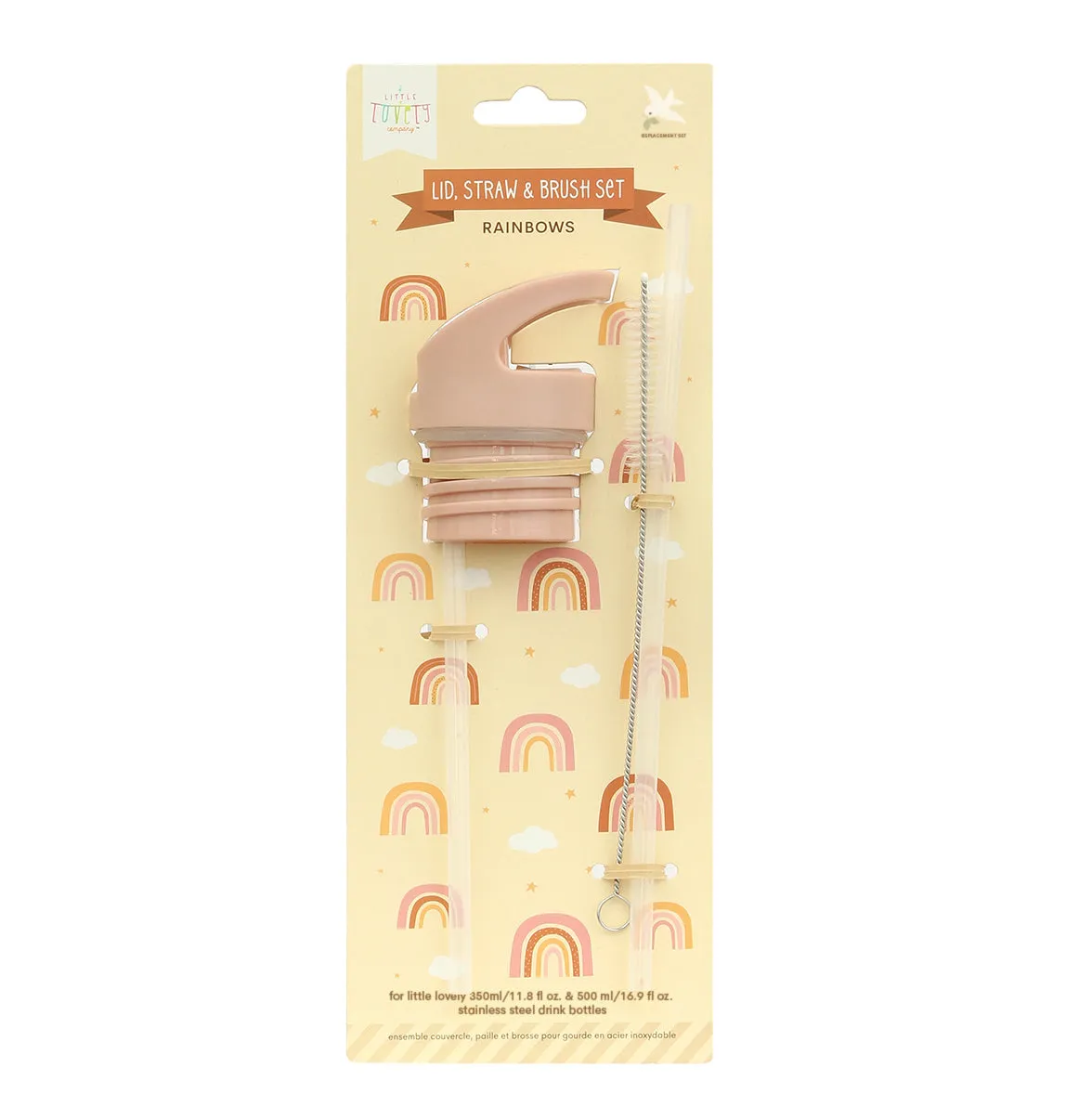 A Little Lovely Company Regenbogen dop rietje borstel set RVS