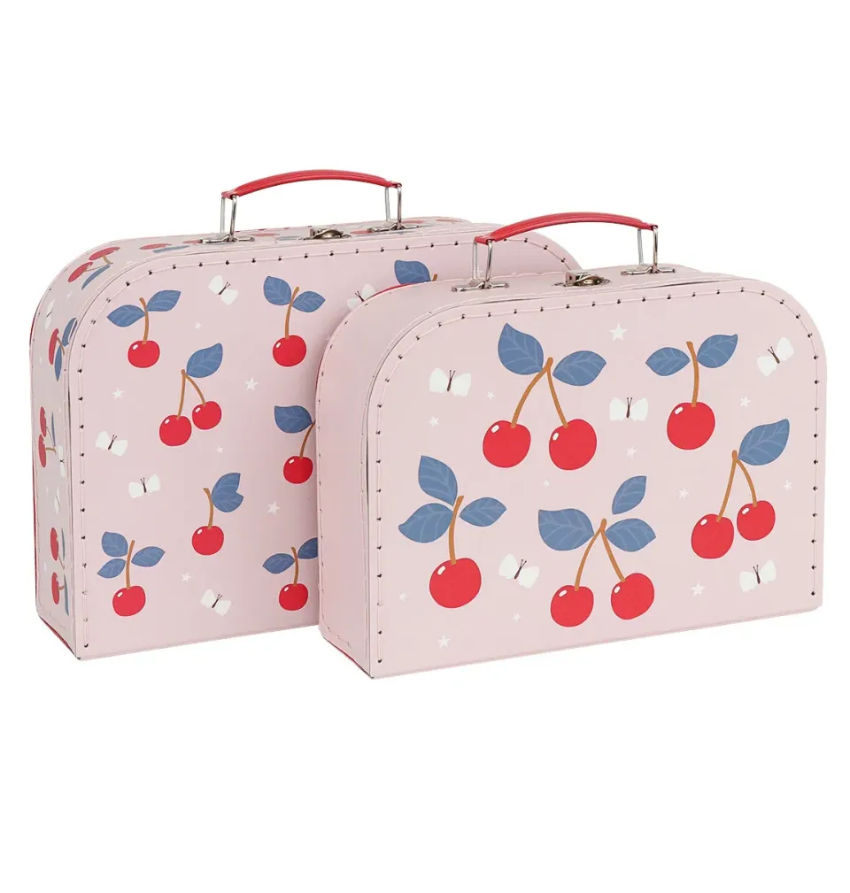 A Little Lovely Company Kersen opbergkoffertjes 2 stuks roze