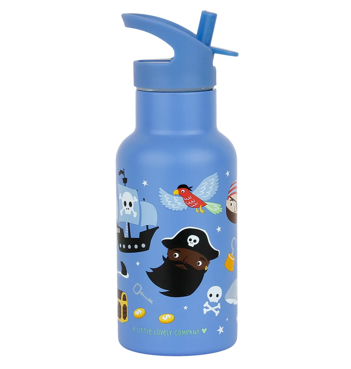 A Little Lovely Company Piraten RVS drinkfles 350 ml blauw