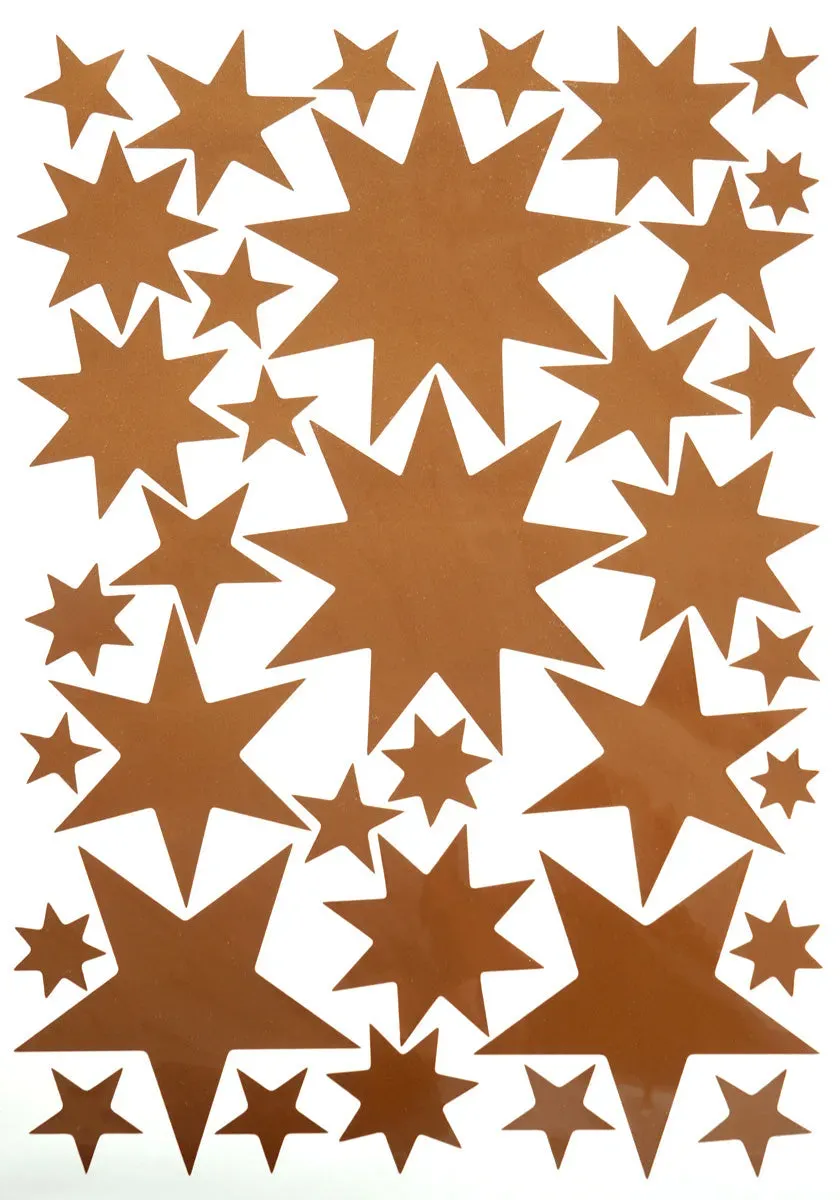 Hartendief Sterren muurstickers koper metallic 30 stuks mat