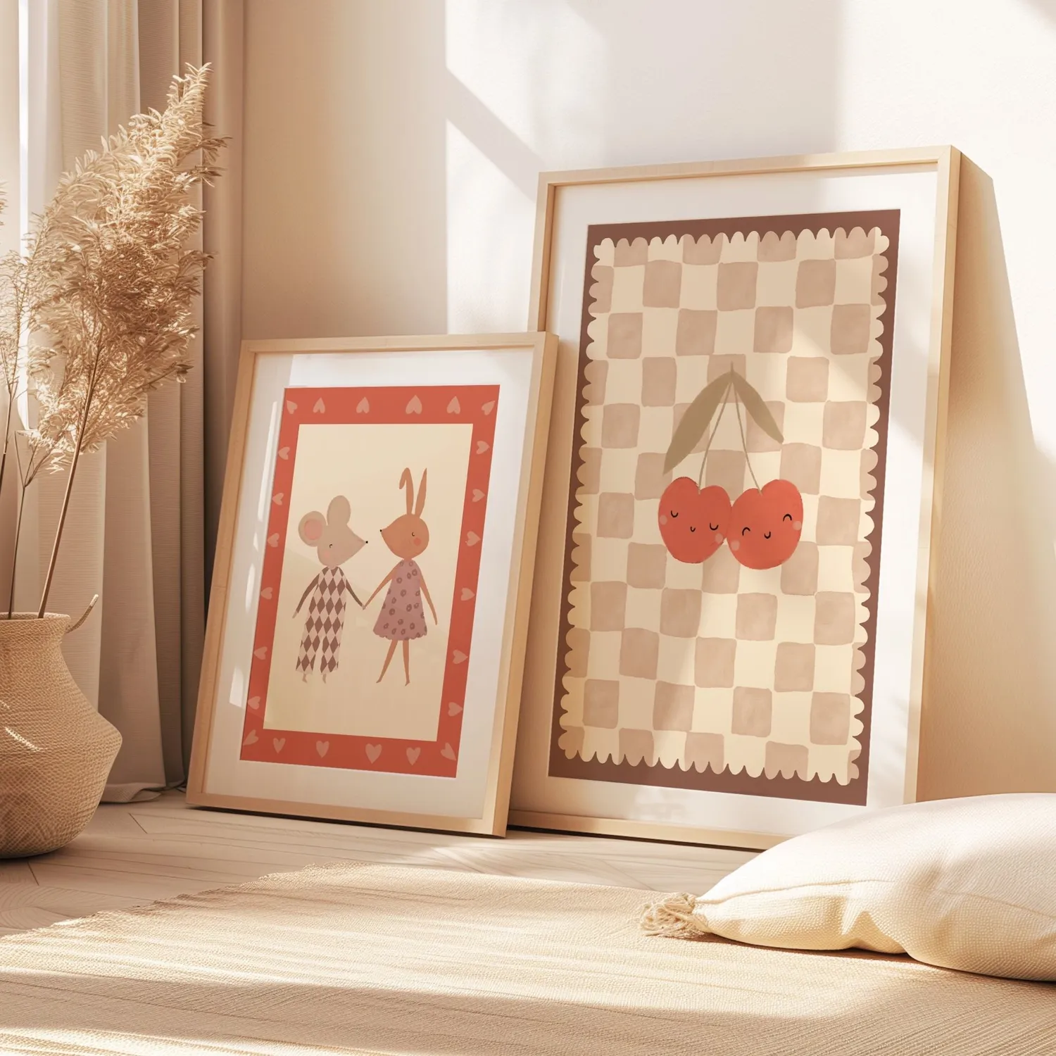 Lori & Cookie Kidsdeco Muis & Konijn poster hartjes meisjes 21x30