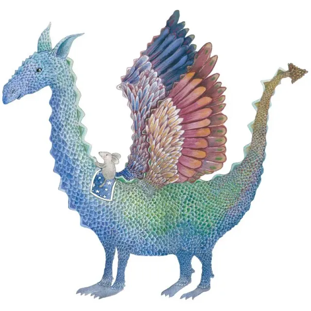 Hartendief Draak en Muis muursticker 48x48 cm aquarel