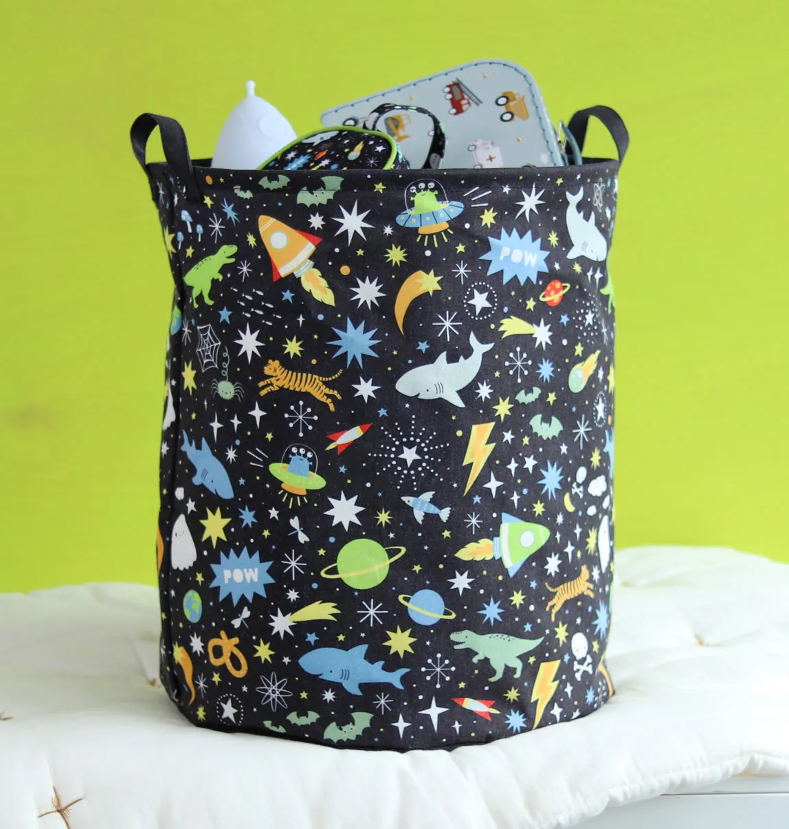 A Little Lovely Company Galaxy opbergmand zwart katoen