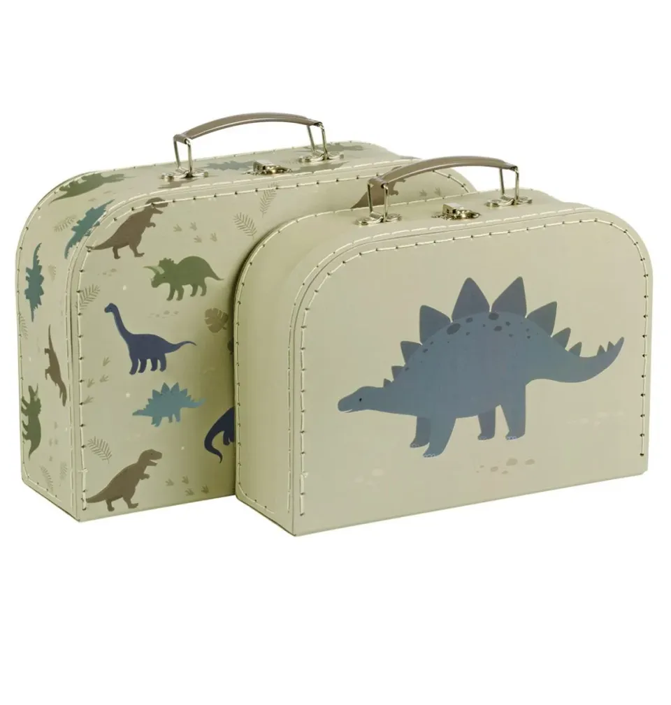 A Little Lovely Company Dinosaurussen kofferset 2 stuks groen karton