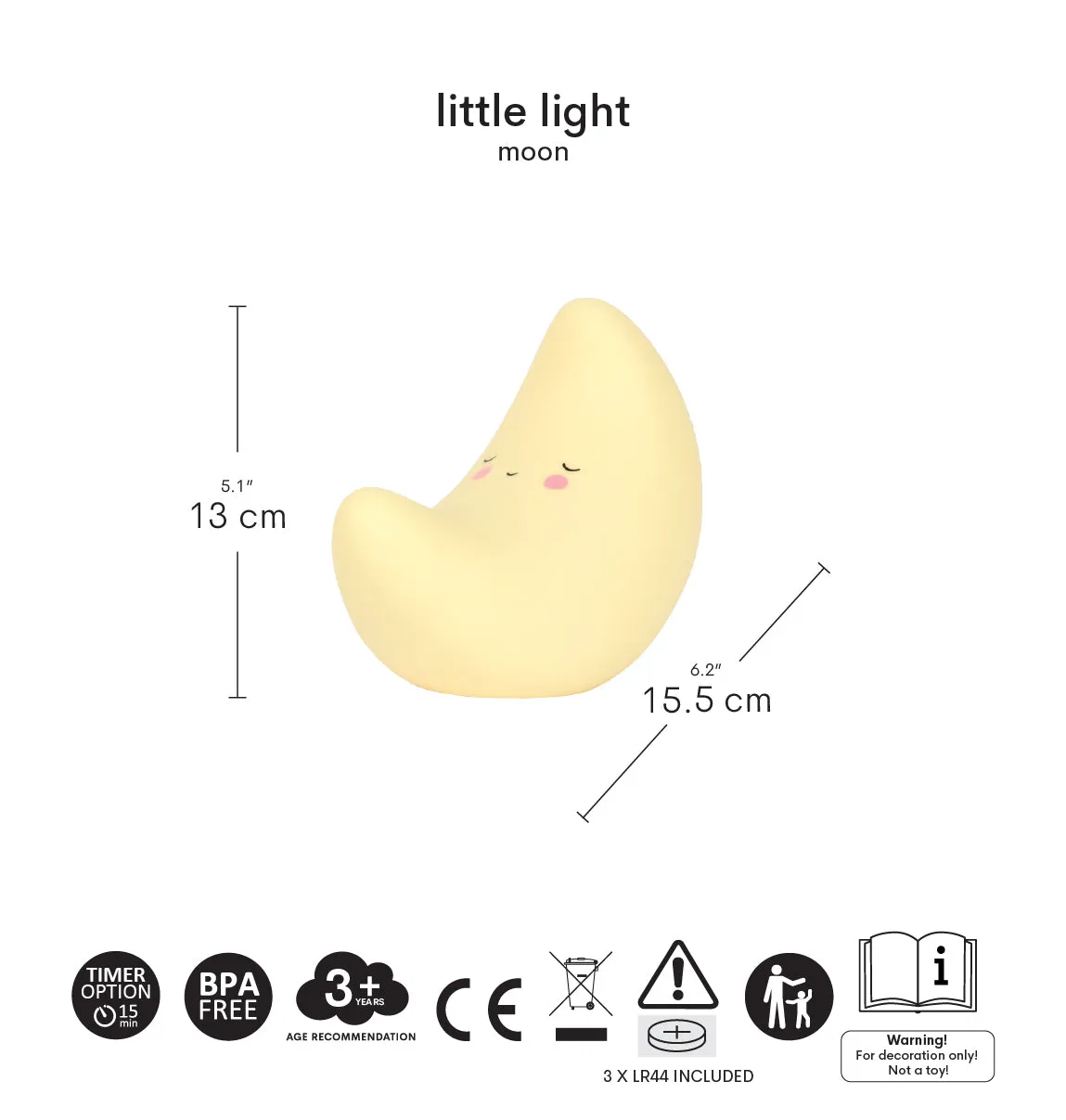 A Little Lovely Company Little Light Maan nachtlampje timer