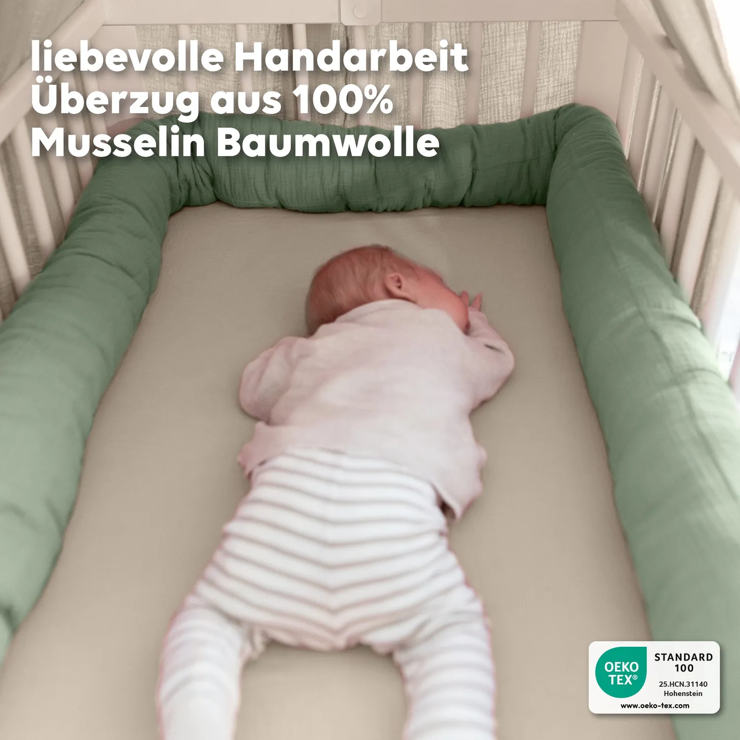Lilimaus Bettschlange Bedslang Mousseline Eucalyptus 200cm