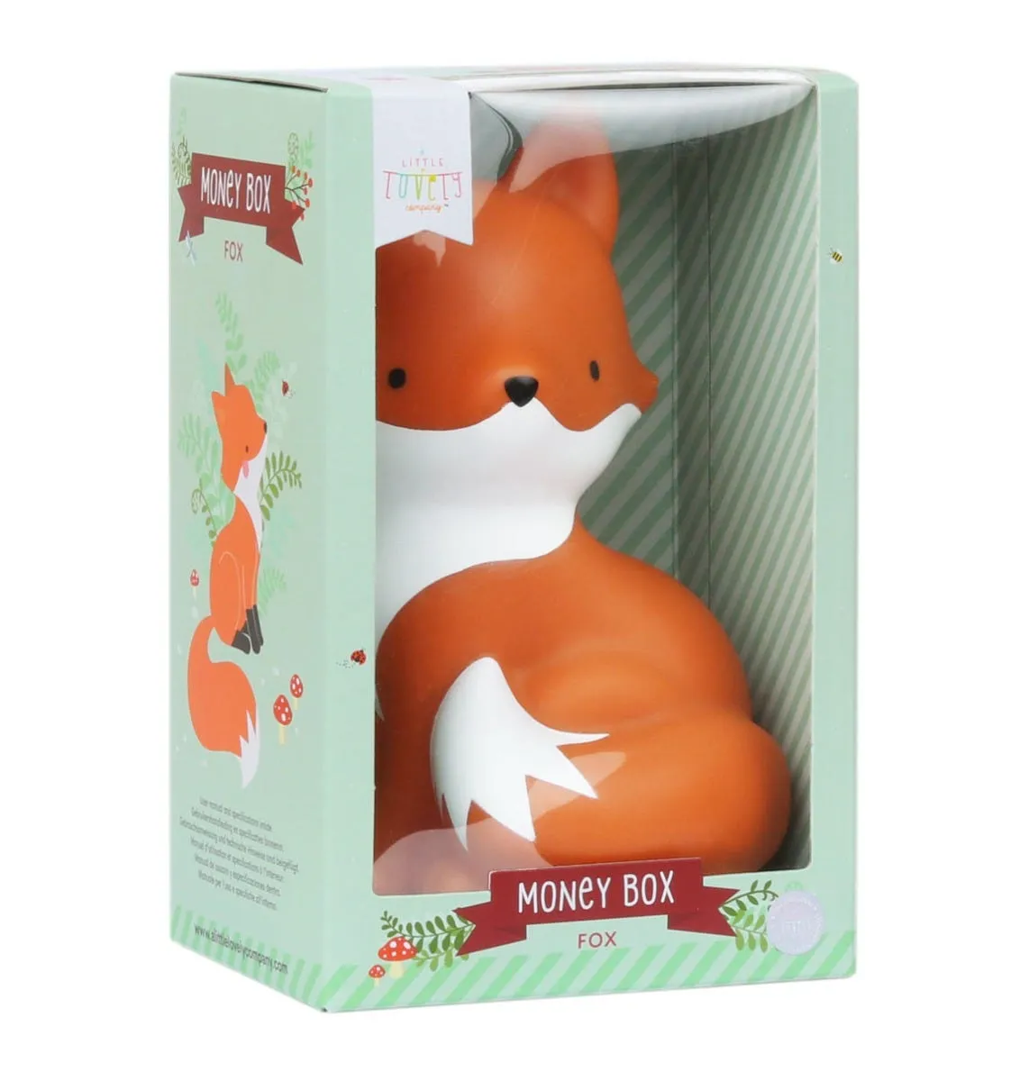 A Little Lovely Company Vos spaarpot oranje leren sparen