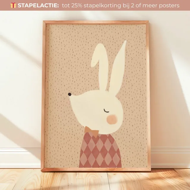 Lori & Cookie Kidsdeco Groovy Bunny poster 21x30cm konijn