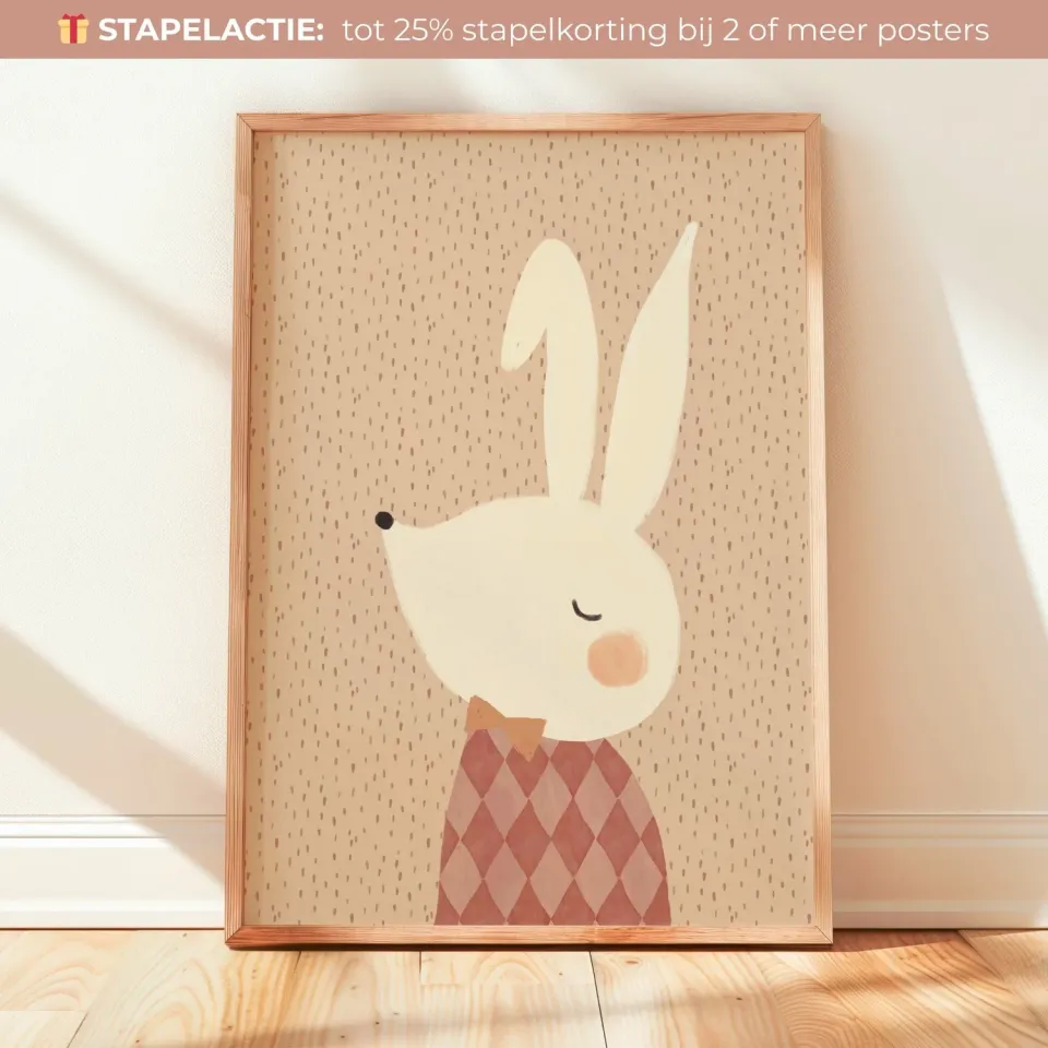 Lori & Cookie Kidsdeco Groovy Bunny poster 21x30cm konijn