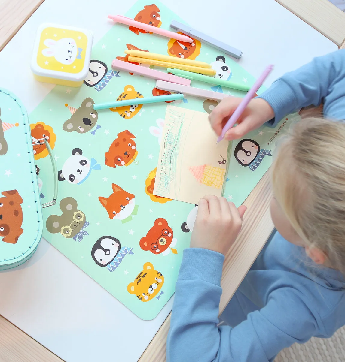 A Little Lovely Company Dierenvriendjes placemat groen vinyl antislip