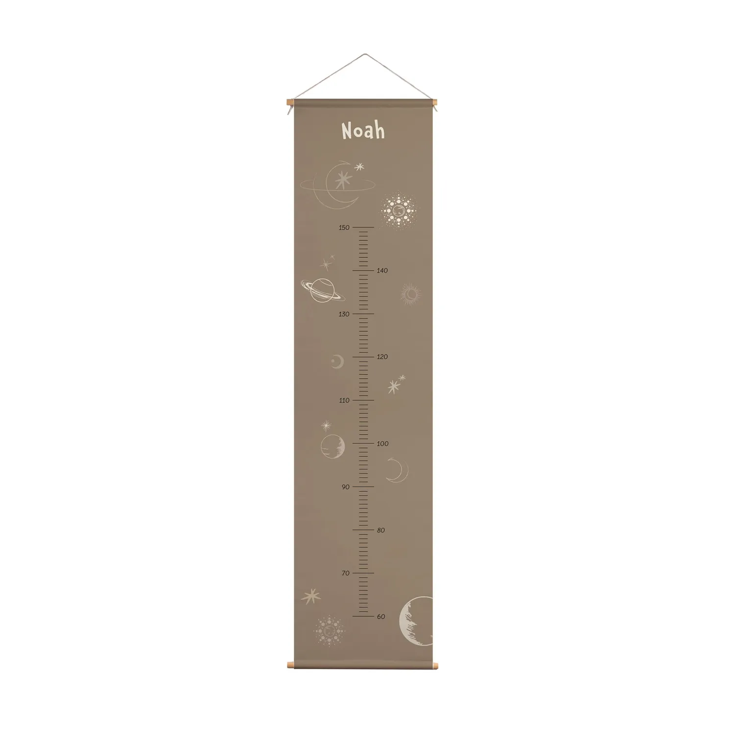 Little Amour Ruimte groeimeter bruin 130 cm met naam