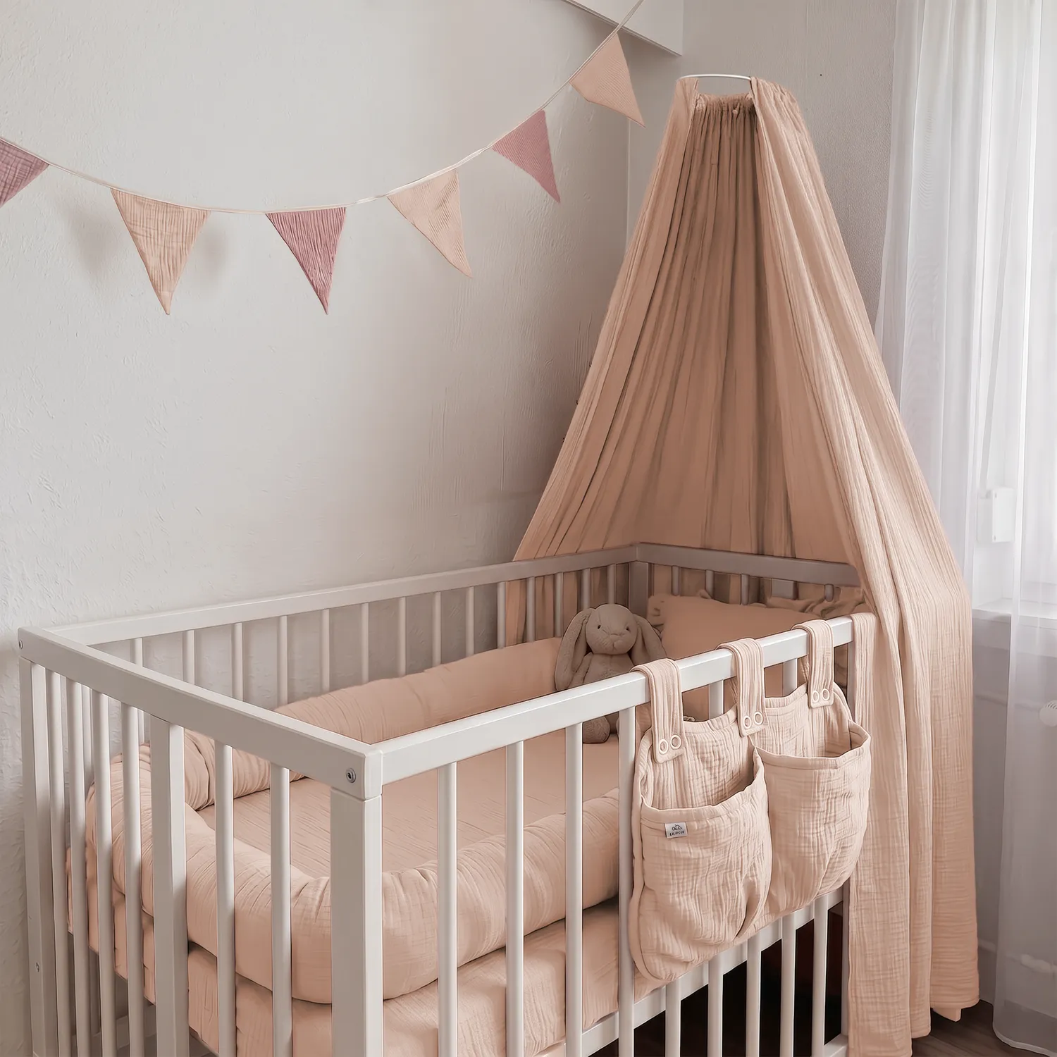 Lilimaus Babybett Set babyset 6-delig muslin met laken