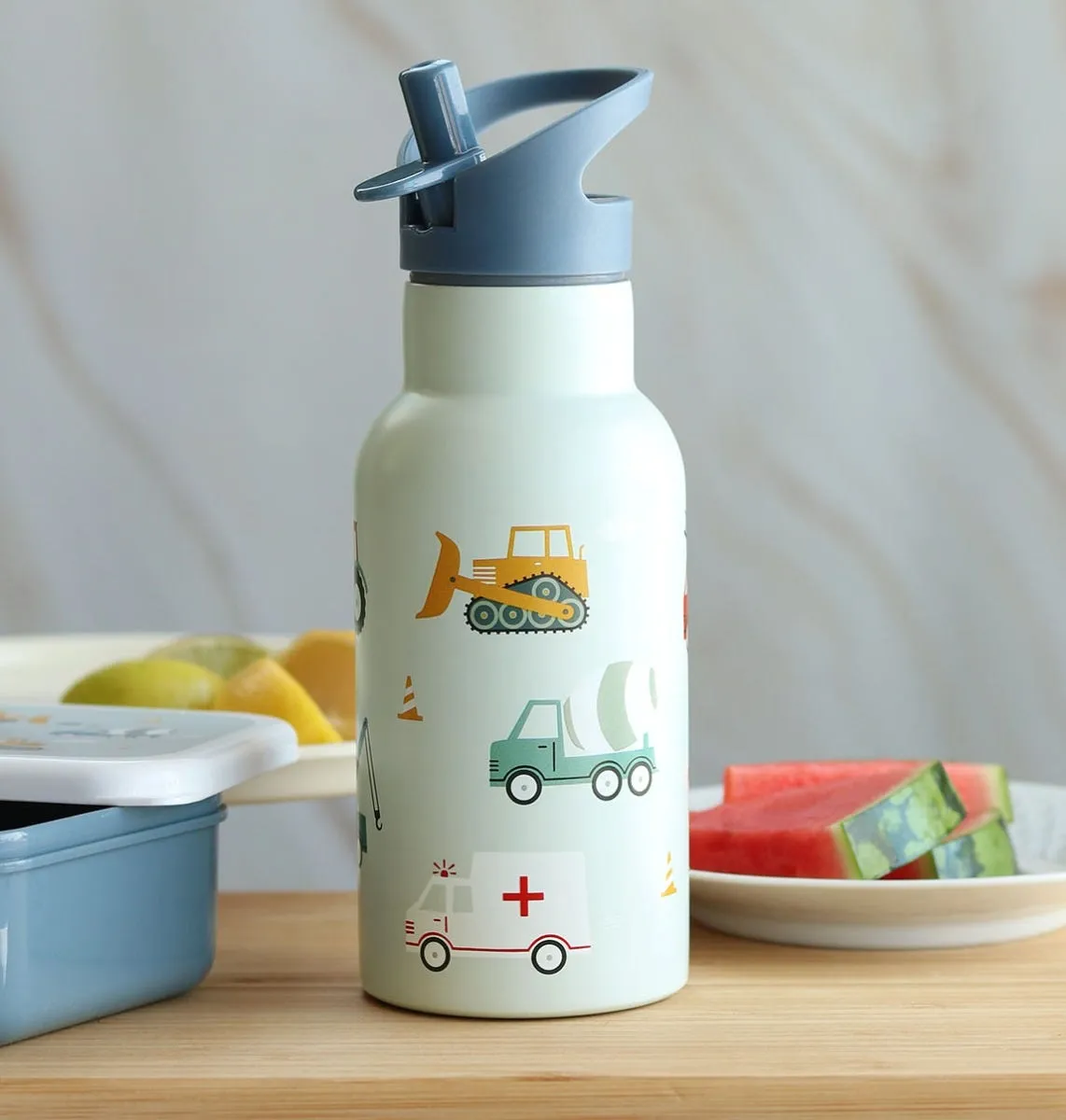 A Little Lovely Company Voertuigen RVS drinkfles 350ml