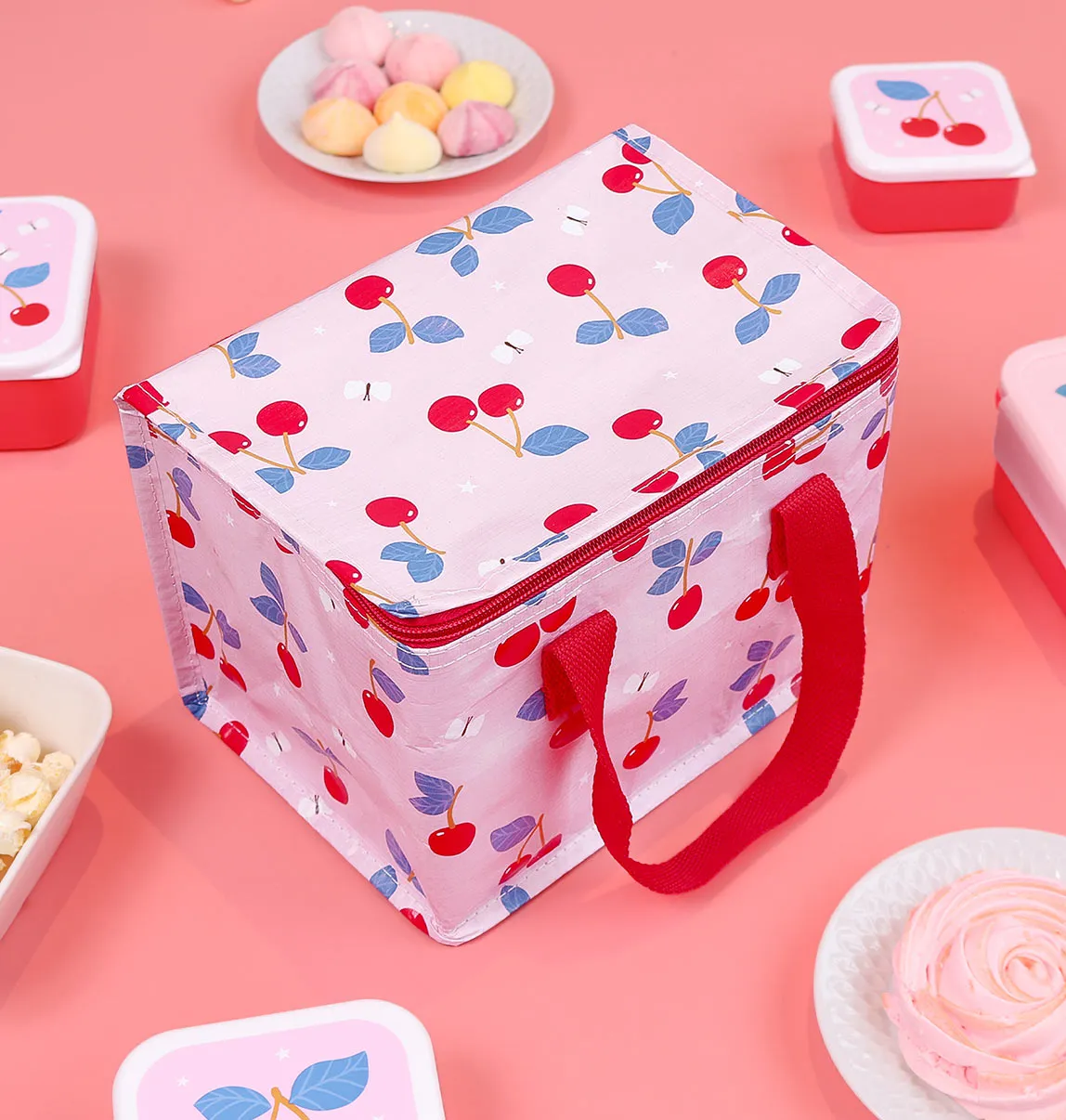 A Little Lovely Company Kersen koeltasje roze gerecycled