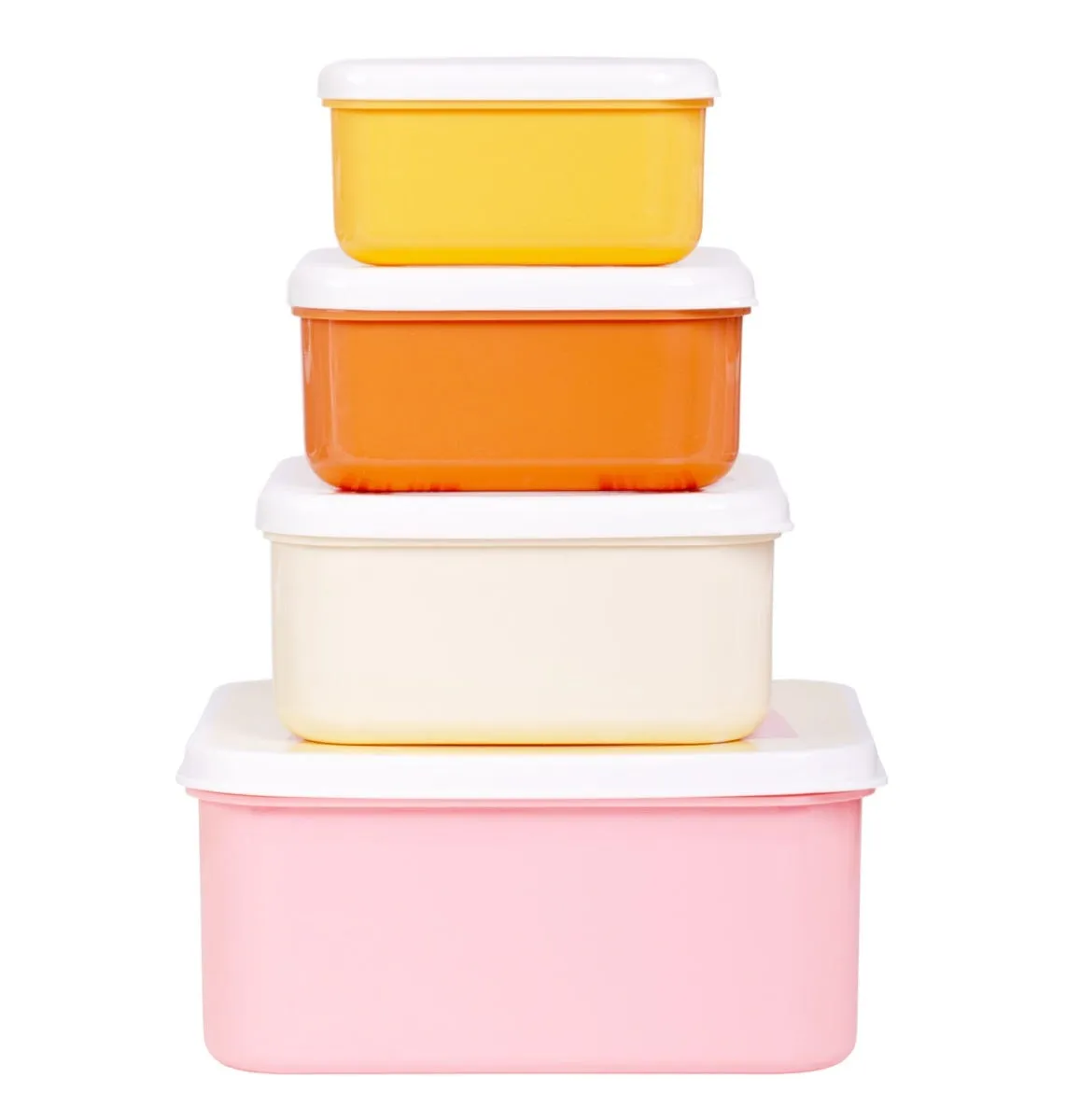 A Little Lovely Company Regenbogen lunchbox set 4 stuks geel