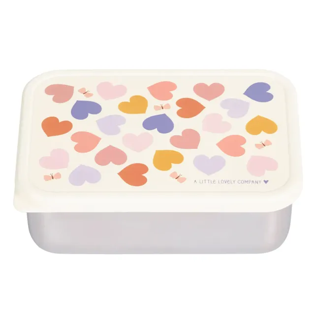 A Little Lovely Company Hartjes RVS lunchbox licht