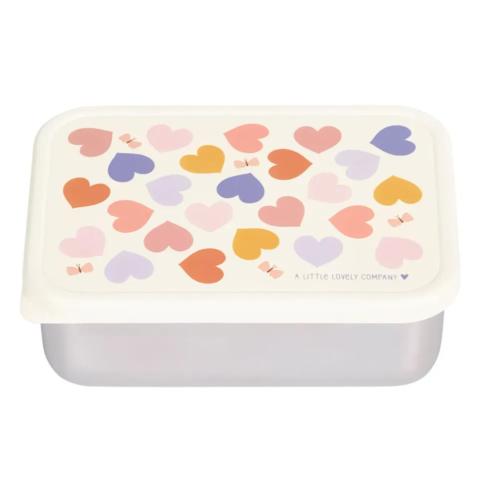 A Little Lovely Company Hartjes RVS lunchbox licht