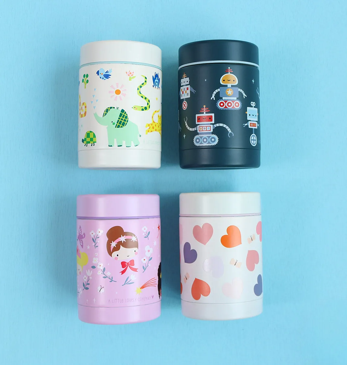 A Little Lovely Company voedselpot Hartjes 300 ml geïsoleerd RVS