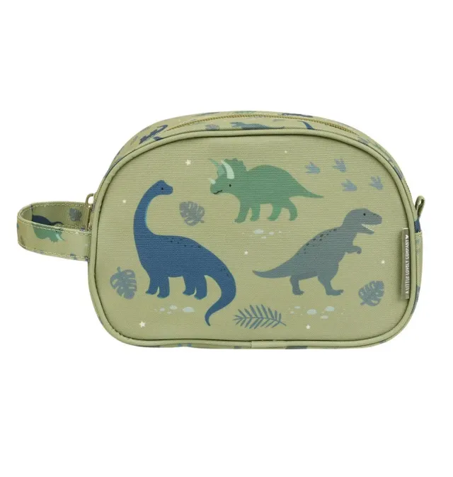 A Little Lovely Company Dinosaurussen toilettas ruim groen