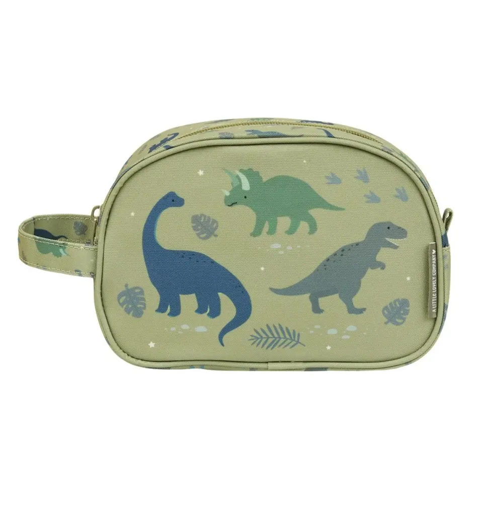 A Little Lovely Company Dinosaurussen toilettas ruim groen