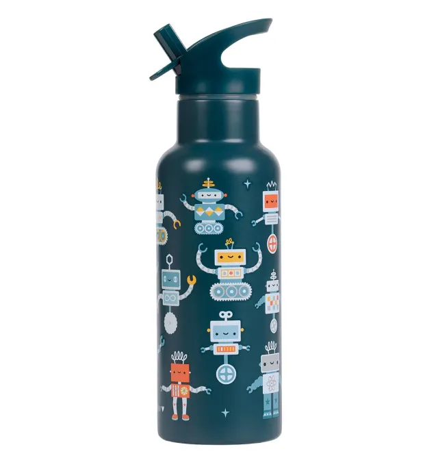 A Little Lovely Company Robots XL rvs drinkfles 500 ml